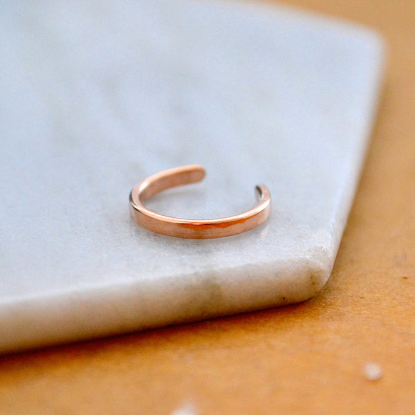 Shimmer Ear Cuff - handmade hammered thin stackable cuff earring - Foamy Wader