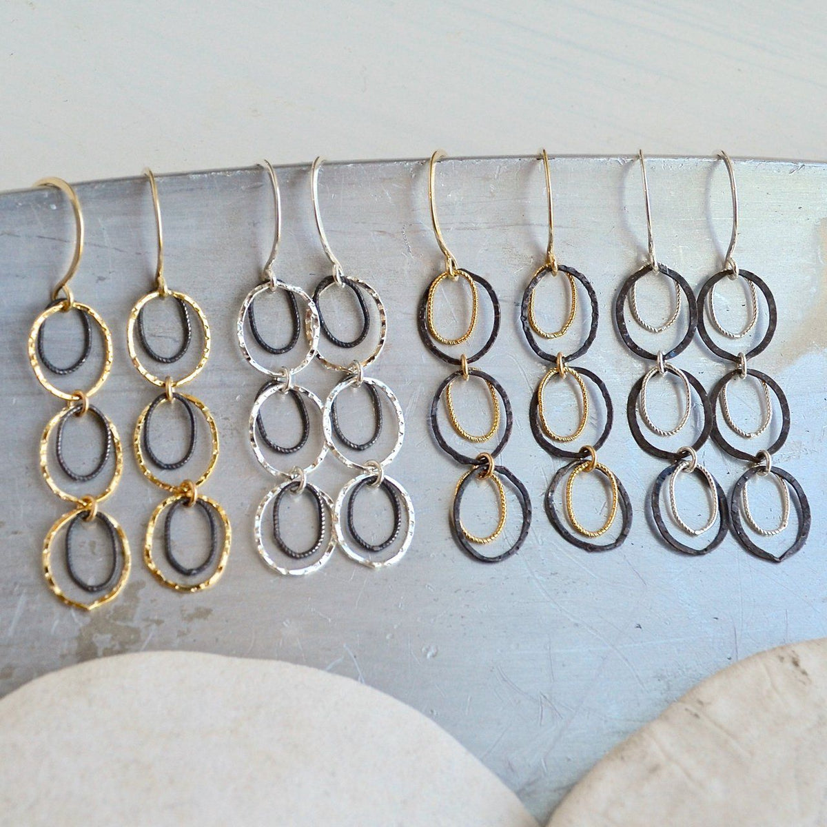 Interlocking Sterling Silver Circle Earrings