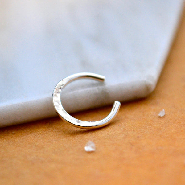 Sliver Ear Cuff - handmade thin crescent stackable cuff earring - Foamy Wader
