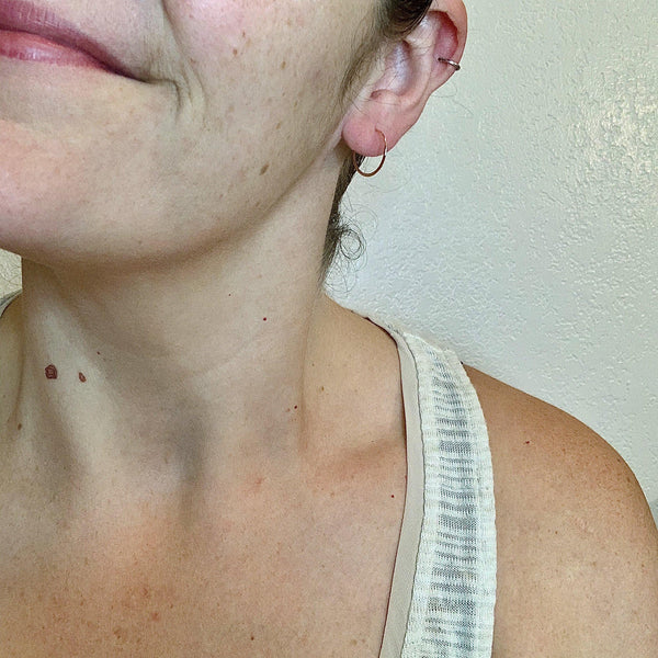 Sliver Hoop Earrings - handmade hammered small 14K Gold hoop earrings - Foamy Wader