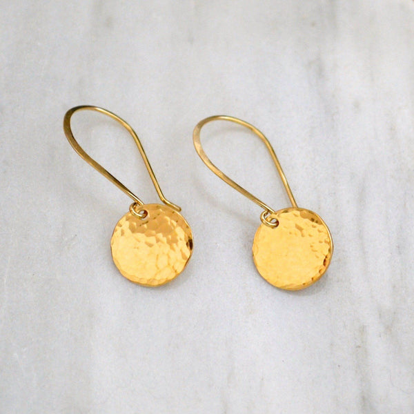 Speckle Earrings - minimalist dappled disc earrings in gold or silver - Foamy Wader