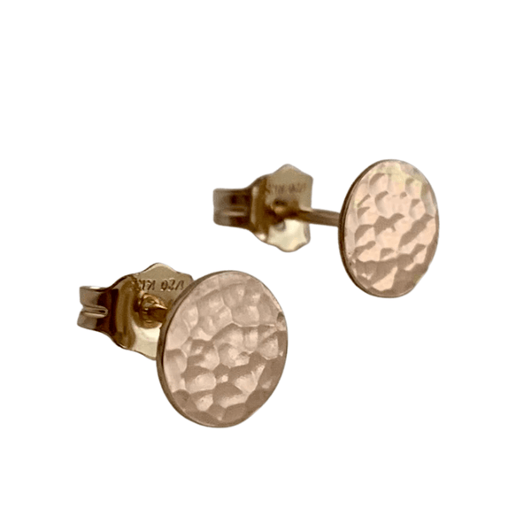 Speckle Stud Earrings - minimalist dappled circle post earrings in gold, silver, or rose gold - Foamy Wader