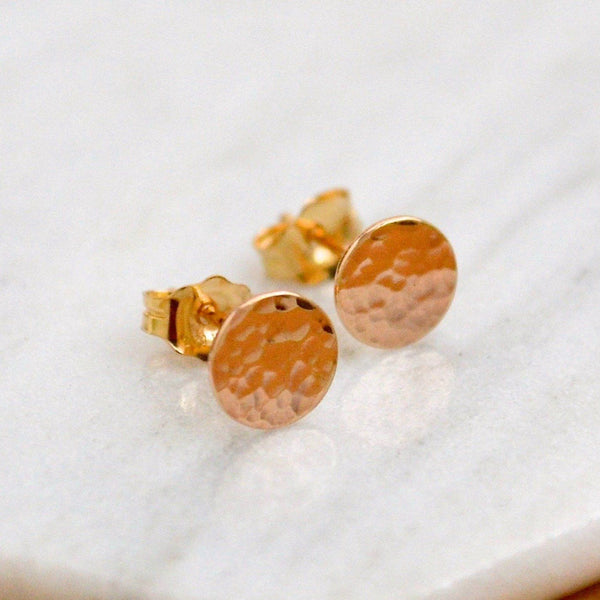 Speckle Stud Earrings - minimalist dappled circle post earrings in gold, silver, or rose gold - Foamy Wader