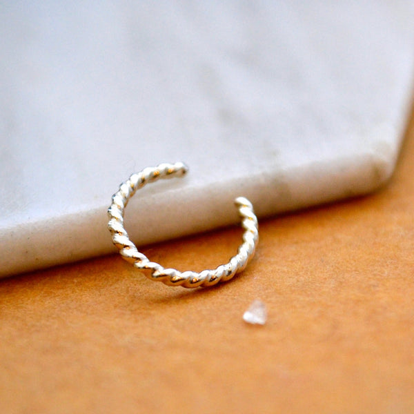 Tightrope Ear Cuff - handmade twisted wire stackable earcuff earring - Foamy Wader