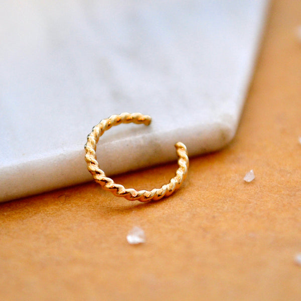 Tightrope Ear Cuff - handmade twisted wire stackable earcuff earring - Foamy Wader