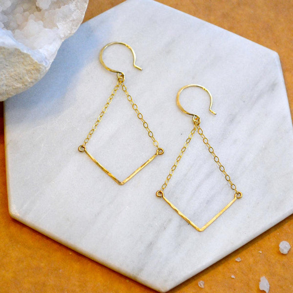 Chevron Earrings - handmade gold, silver, or mixed metal chevron earrings - Foamy Wader