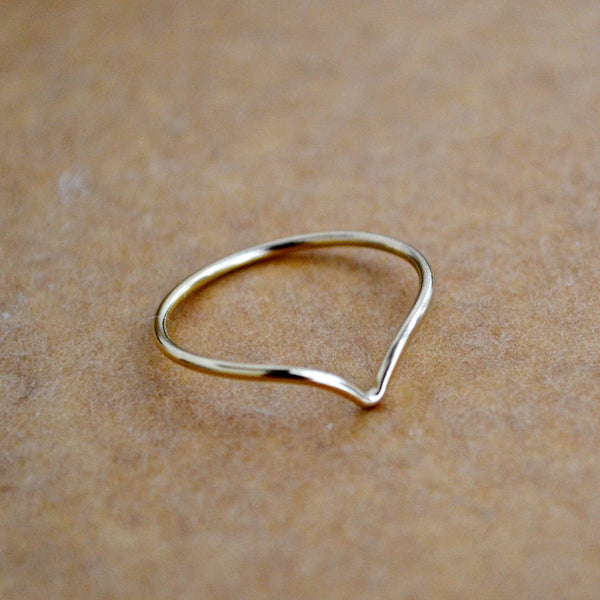 Gull Ring - handmade precious metal curved peak stacking ring - Foamy Wader