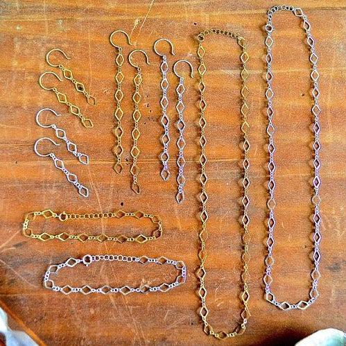 Maldives Necklace - handmade delicate geometric diamond chain necklace - Foamy Wader