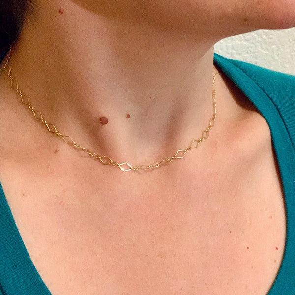 Maldives Necklace - handmade delicate geometric diamond chain necklace - Foamy Wader