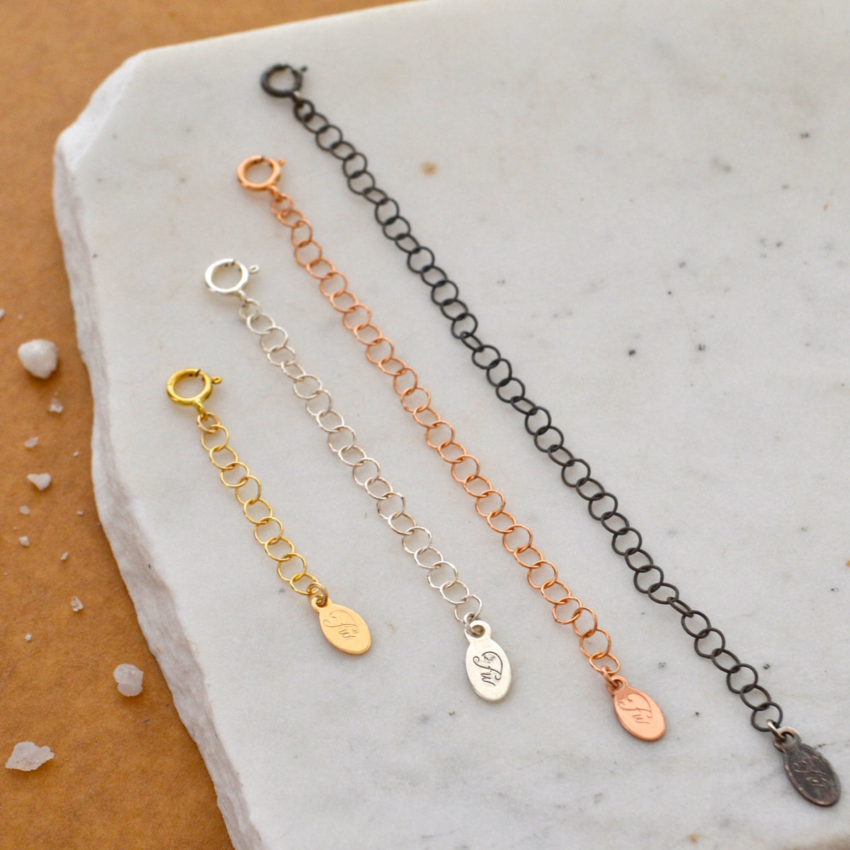 2 or 3 Inch Chain Extender by Caitlyn Minimalist Bracelet & Necklace  Extension in Gold, Sterling Silver, Rose Gold Adjustable Chain 