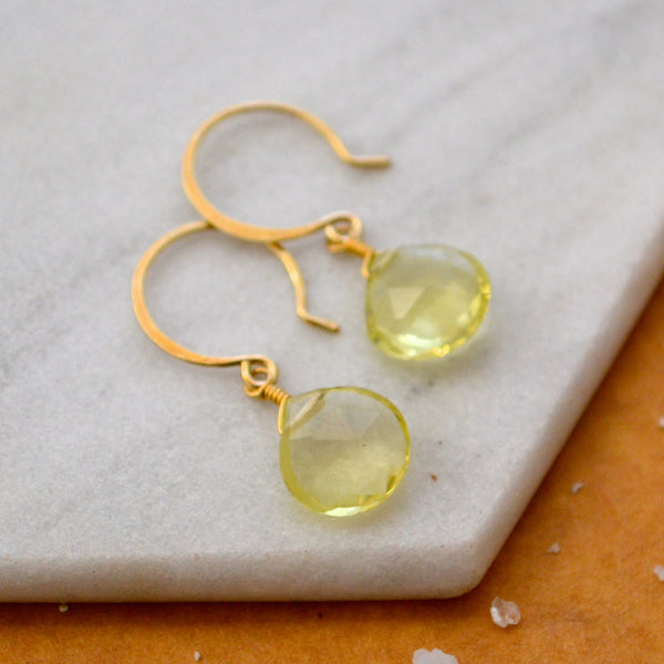 Limoncello Earrings - lemon quartz gemstone drop earrings - Foamy Wader