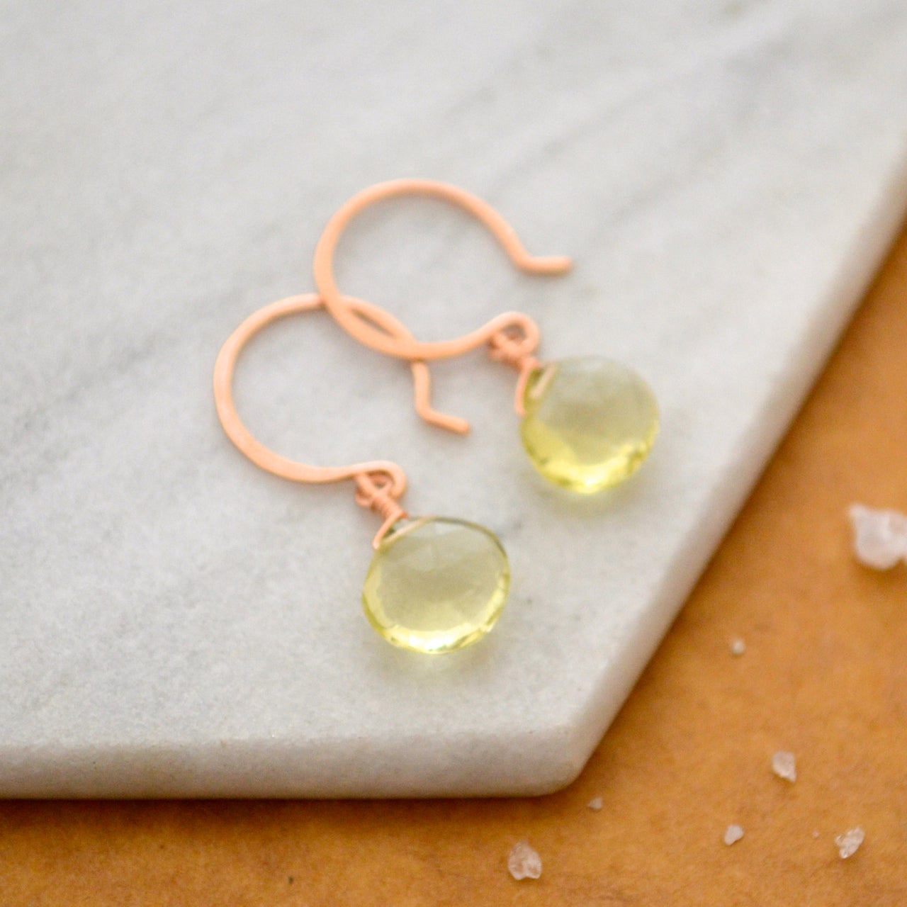 Limoncello Earrings - lemon quartz gemstone drop earrings 14K Gold - Foamy Wader