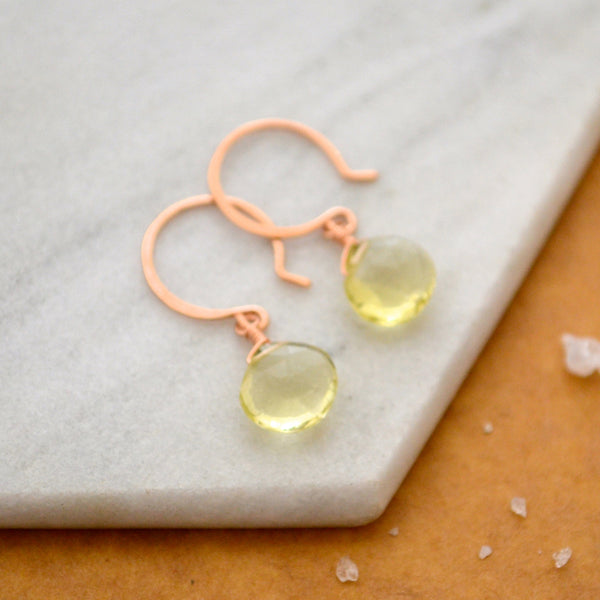 Limoncello Earrings - lemon quartz gemstone drop earrings - Foamy Wader