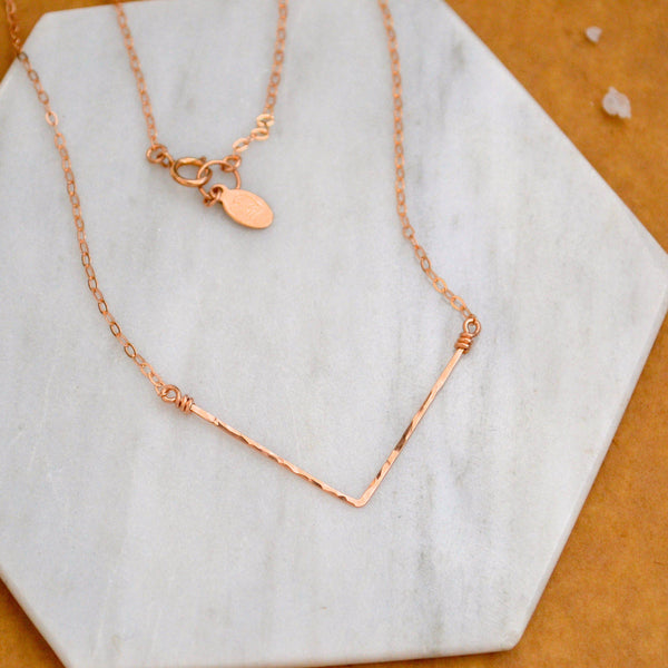 Chevron Necklace - handmade chevron pendant necklace in solid and mixed metals - Foamy Wader