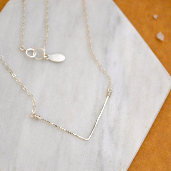 Chevron Necklace - handmade chevron pendant necklace in solid and mixed metals - Foamy Wader