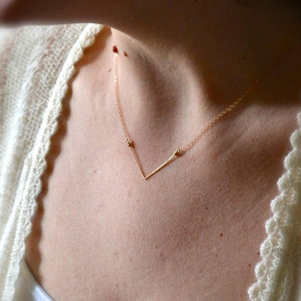 Chevron Necklace - handmade chevron pendant necklace in solid and mixed metals - Foamy Wader