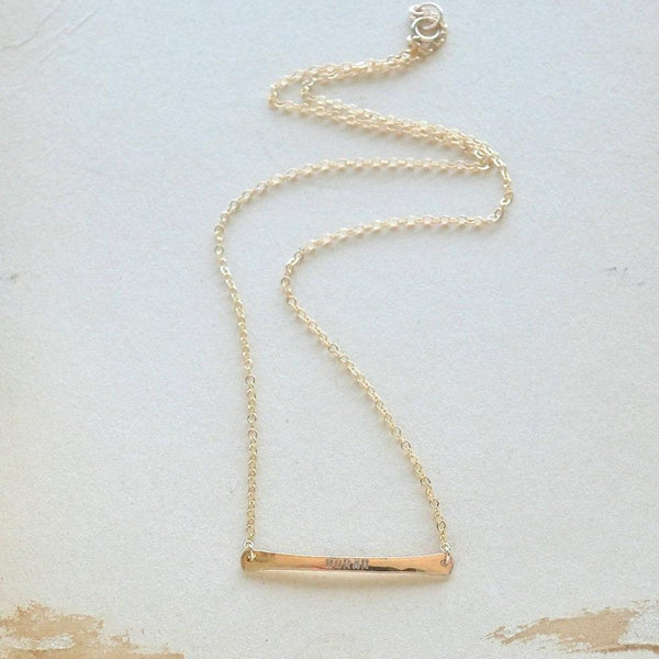 Custom Tiny Name Necklace - horizontal bar custom name necklace in gold, silver, rose gold - Foamy Wader