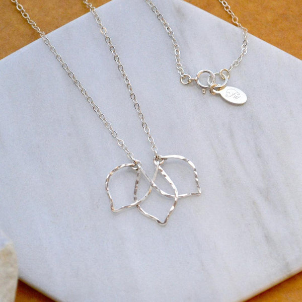 Lotus Necklace - shimmering lotus blossom silhouette pendant necklace - Foamy Wader