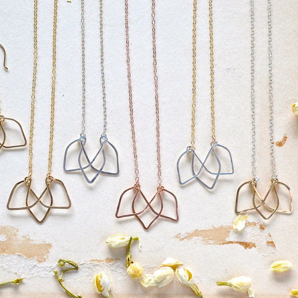 Lotus Necklace - shimmering lotus blossom silhouette pendant necklace - Foamy Wader
