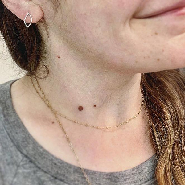 Satellite Custom Chain Necklace - floating dot bead layering chain necklace - Foamy Wader