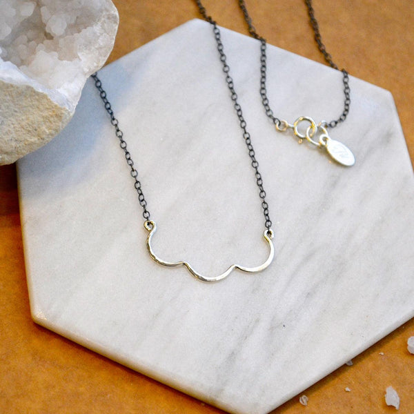 Scallop Necklace - handmade nautical scallop shell curve necklace - Foamy Wader