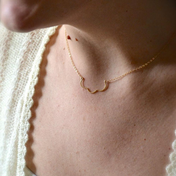 Scallop Necklace - handmade nautical scallop shell curve necklace - Foamy Wader