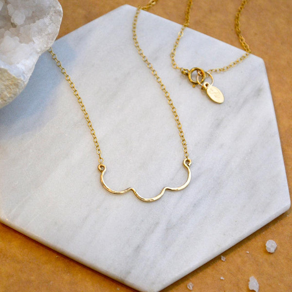 Scallop Necklace - handmade nautical scallop shell curve necklace - Foamy Wader