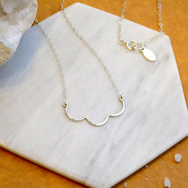 Scallop Necklace - handmade nautical scallop shell curve necklace - Foamy Wader