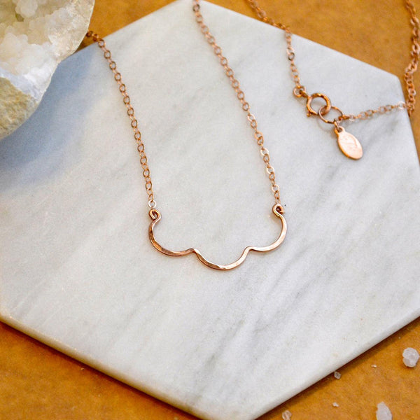 Scallop Necklace - handmade nautical scallop shell curve necklace - Foamy Wader