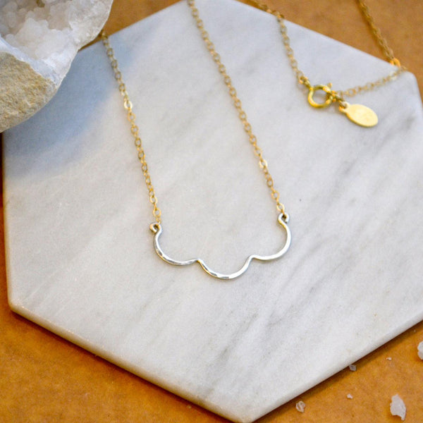 Scallop Necklace - handmade nautical scallop shell curve necklace - Foamy Wader