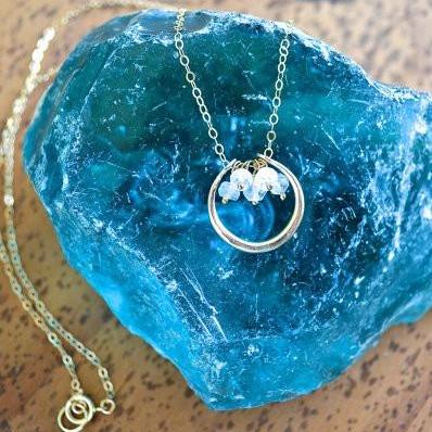 Serena Necklace - crescent moon and chakra balancing gemstone necklace - Foamy Wader