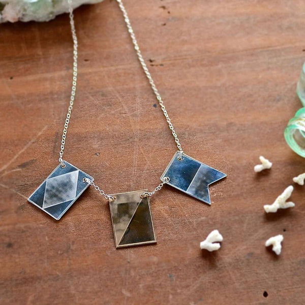 Signals Nautical Flag Necklace - nautical flag custom signals code necklace, 3 flags - Foamy Wader