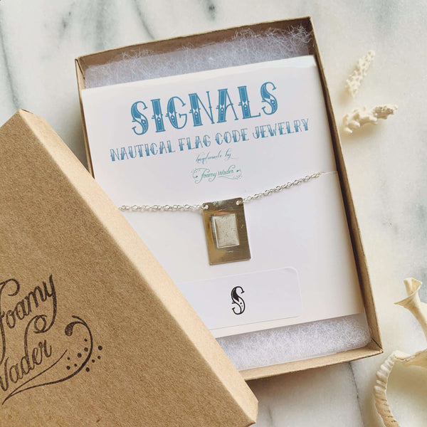 Signals Nautical Flag Necklace - nautical flag custom signals code necklace, 3 flags - Foamy Wader