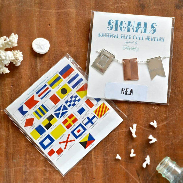 Signals Nautical Flag Necklace - nautical flag custom signals code necklace, 3 flags - Foamy Wader