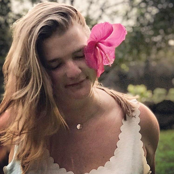 Speckle Necklace - handmade dappled disc shimmering medallion necklace - Foamy Wader