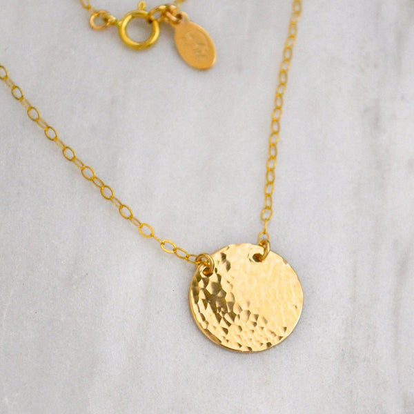 Speckle Necklace - handmade dappled disc shimmering medallion necklace - Foamy Wader