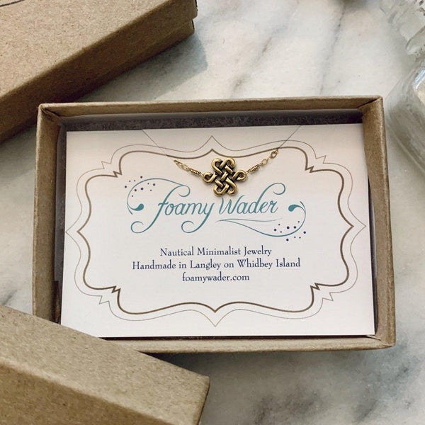 The Knot Necklace - handmade gold or silver endless knot necklace - Foamy Wader