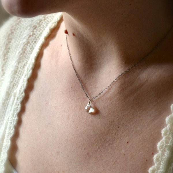 Tivoli Necklace - sparkly white topaz gemstone solitaire necklace - Foamy Wader