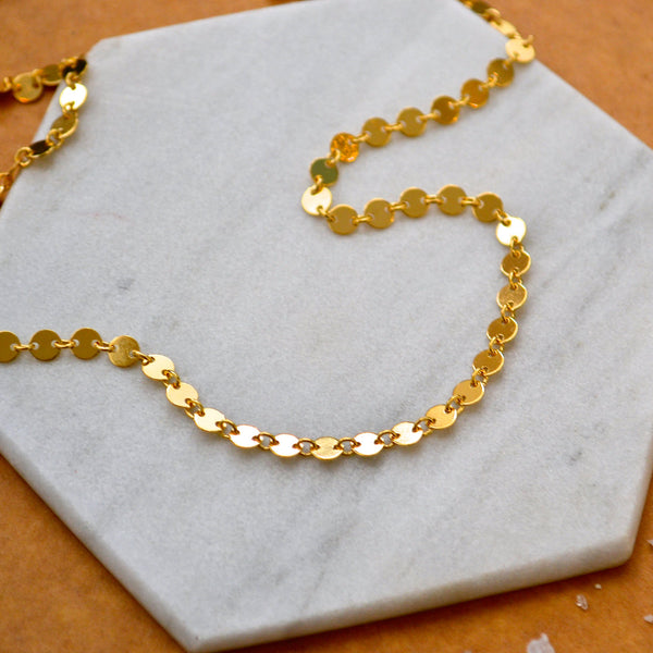 Treasure Necklace - floating disc coin chain necklace made to order - Foamy Wader