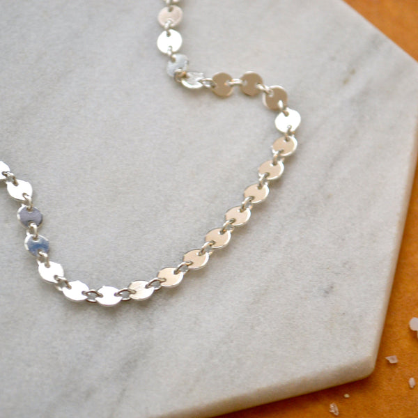 Treasure Necklace - floating disc coin chain necklace made to order - Foamy Wader