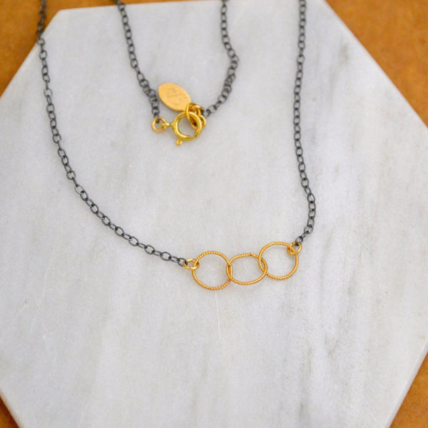 Trio Necklace - handmade interlocking triple circle necklace - Foamy Wader