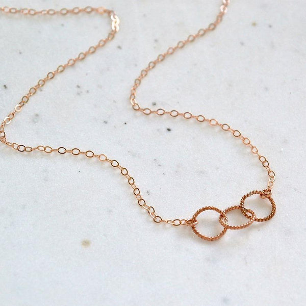 Trio Necklace - handmade interlocking triple circle necklace - Foamy Wader