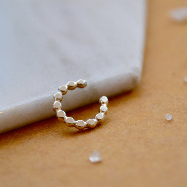 Droplets Nose Cuff - handmade beaded wire septum cuff fake nose ring - Foamy Wader