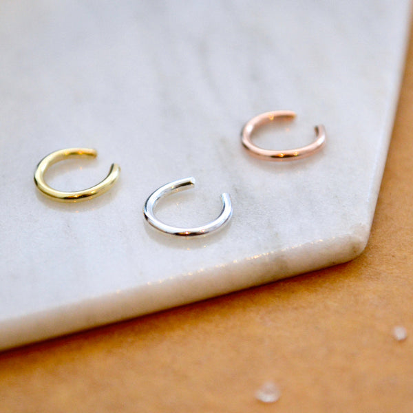 Eternity Nose Cuff - handmade smooth round septum cuff fake nose ring - Foamy Wader