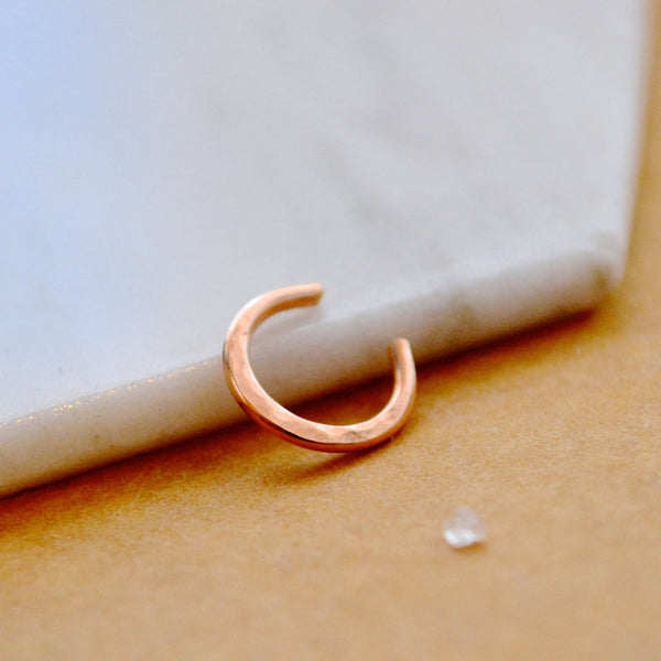 Sliver Nose Cuff - handmade thin crescent septum cuff fake nose ring - Foamy Wader