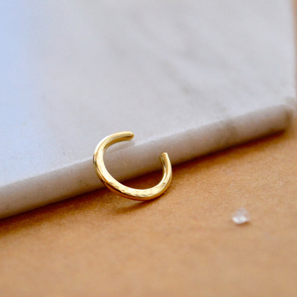 Sliver Nose Cuff - handmade thin crescent septum cuff fake nose ring - Foamy Wader