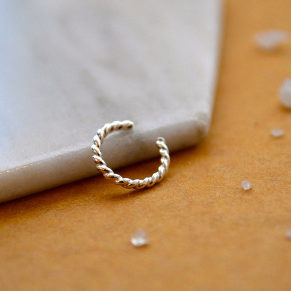 Tightrope Nose Cuff - handmade twisted wire septum cuff fake nose ring - Foamy Wader
