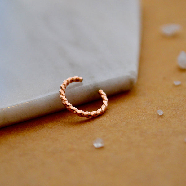 Tightrope Nose Cuff - handmade twisted wire septum cuff fake nose ring - Foamy Wader
