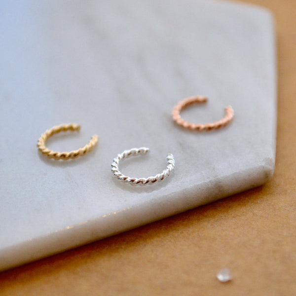 Tightrope Nose Cuff - handmade twisted wire septum cuff fake nose ring - Foamy Wader