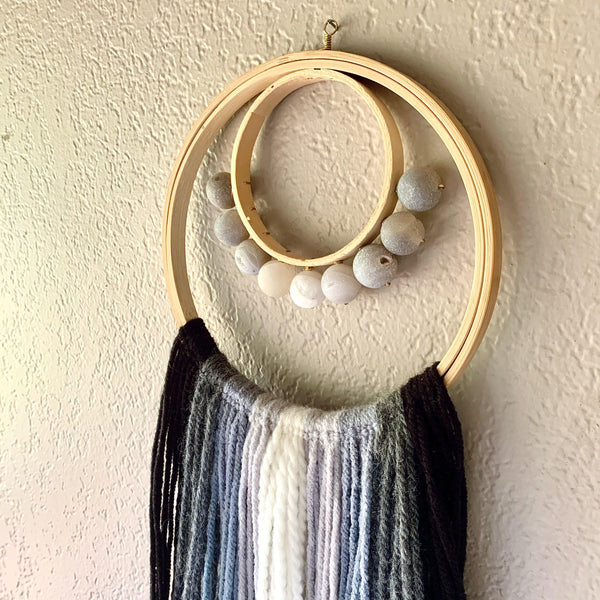 Phases - lunar moon phase handmade wall art, abundant being weaving home decor - Foamy Wader